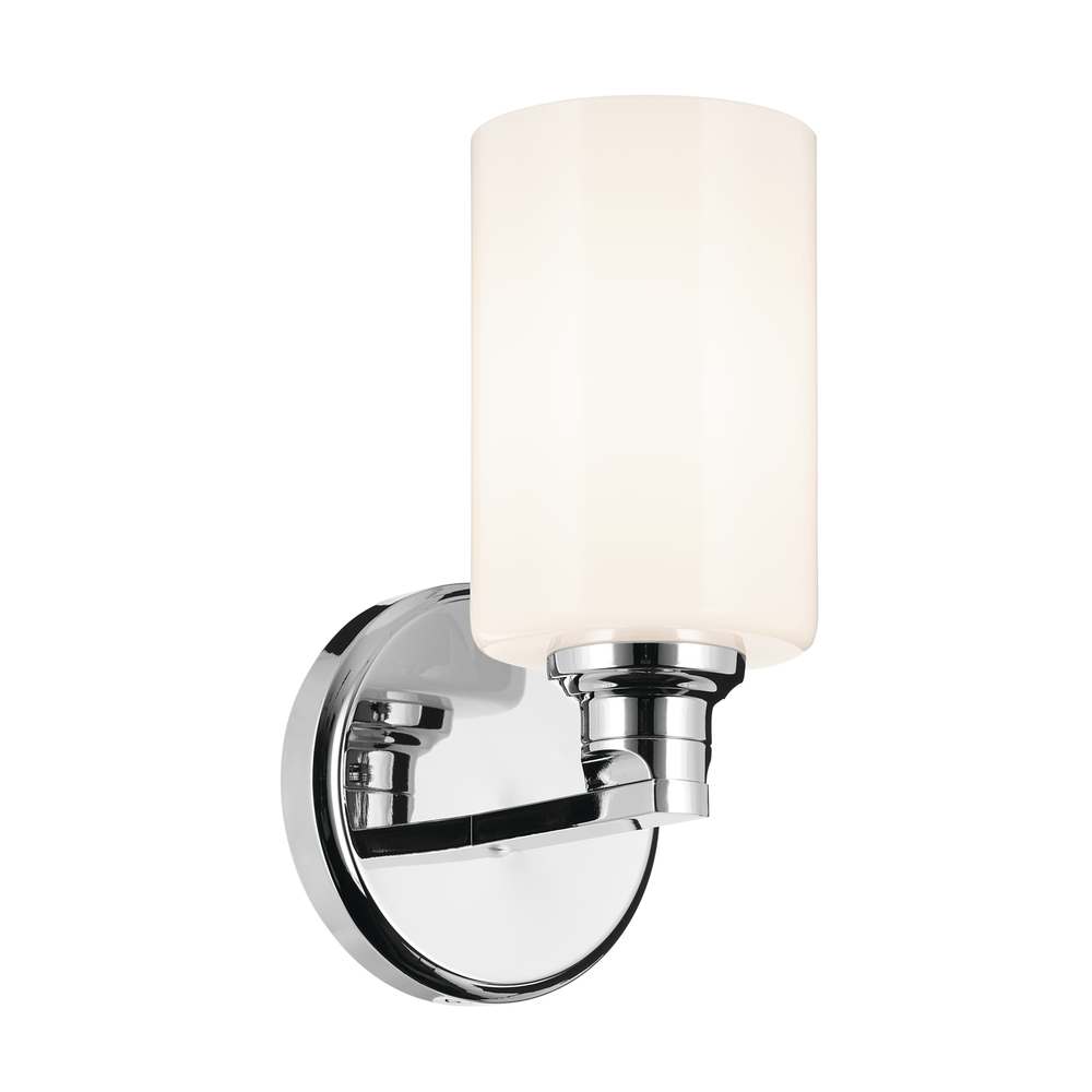 Gioe 9.5" 1-Light Wall Sconce with Opal Glass in Chrome