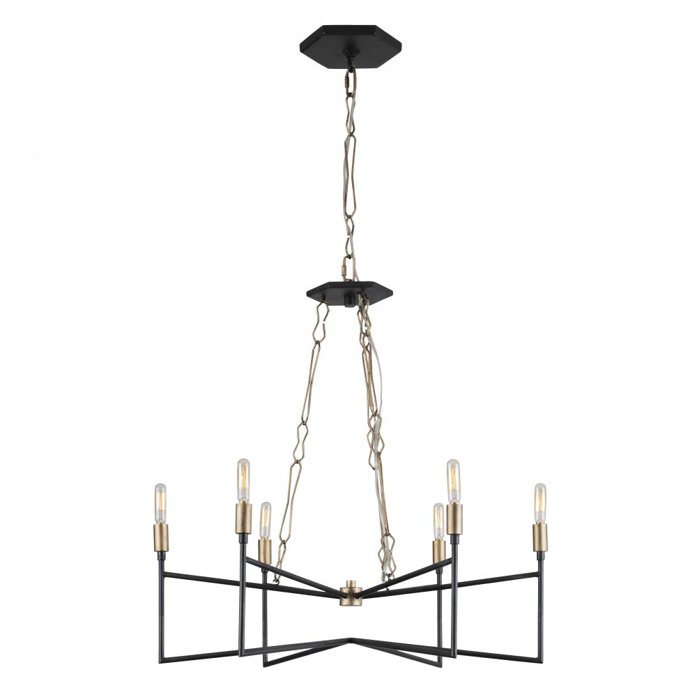 Bodie 6-Lt Chandelier - Havana Gold/Carbon