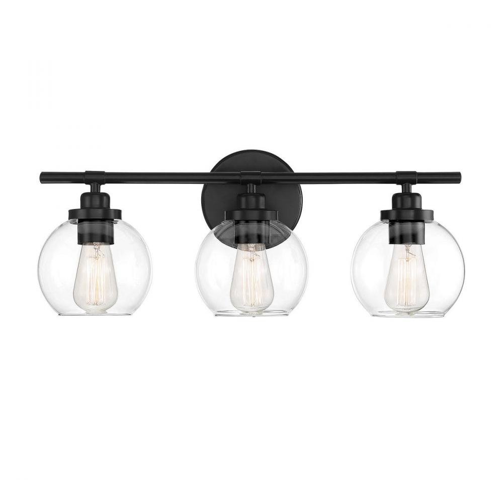 Carson 3-Light Bathroom Vanity Light in Matte Black