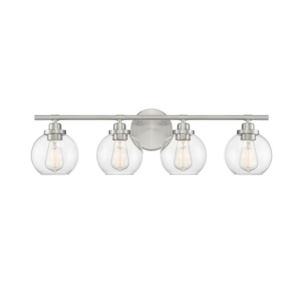 Carson 4-Light Bathroom Vanity Light in Satin Nickel