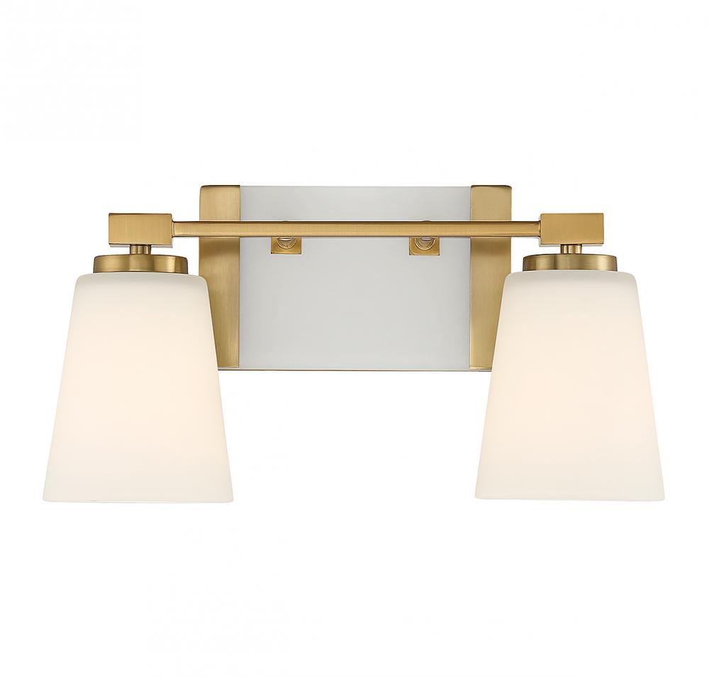 Darby 2-Light Bathroom Vanity Light in Warm Brass