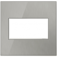 Legrand AWM2GMS4 - adorne® Brushed Stainless Two-Gang Screwless Wall Plate