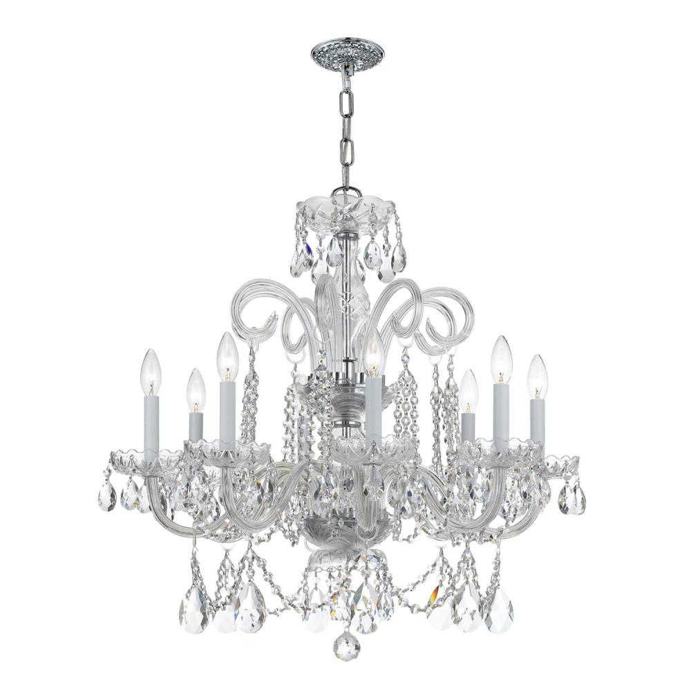 Traditional Crystal 8 Light Hand Cut Crystal Polished Chrome Chandelier