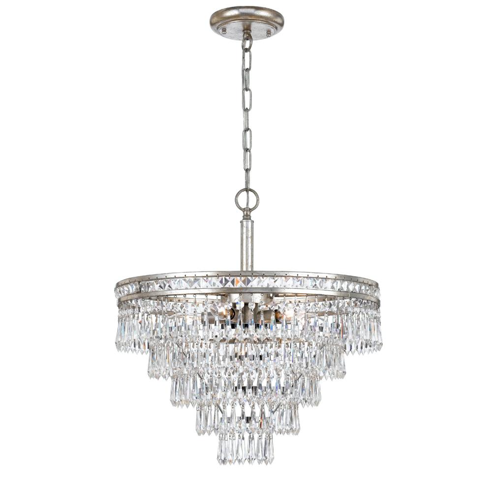 Mercer 7 Light Hand Cut Crystal Olde Silver Convertible Chandelier