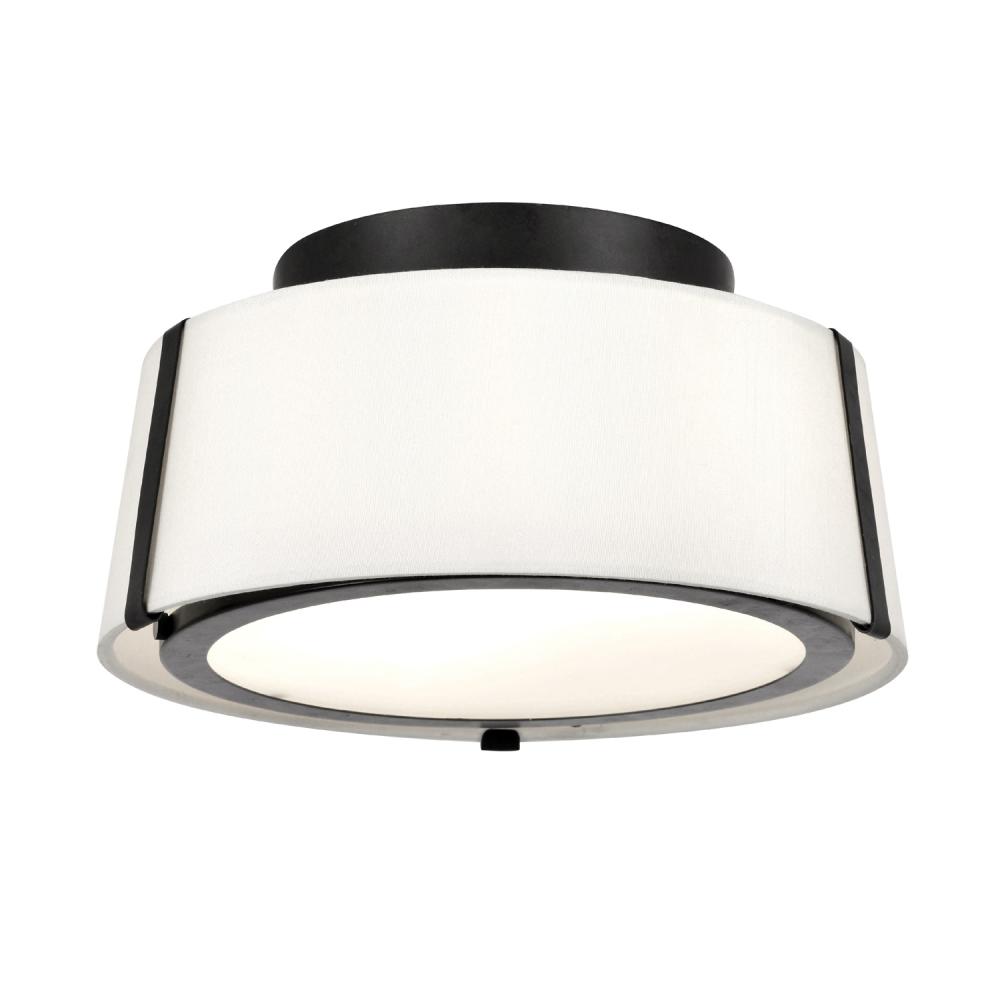 Fulton 2 Light Matte Black Semi Flush Mount