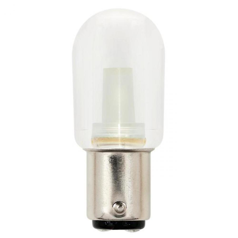 1.5W T7 LED Clear 2700K D.C. Bayonet Base, 120 Volt, Card