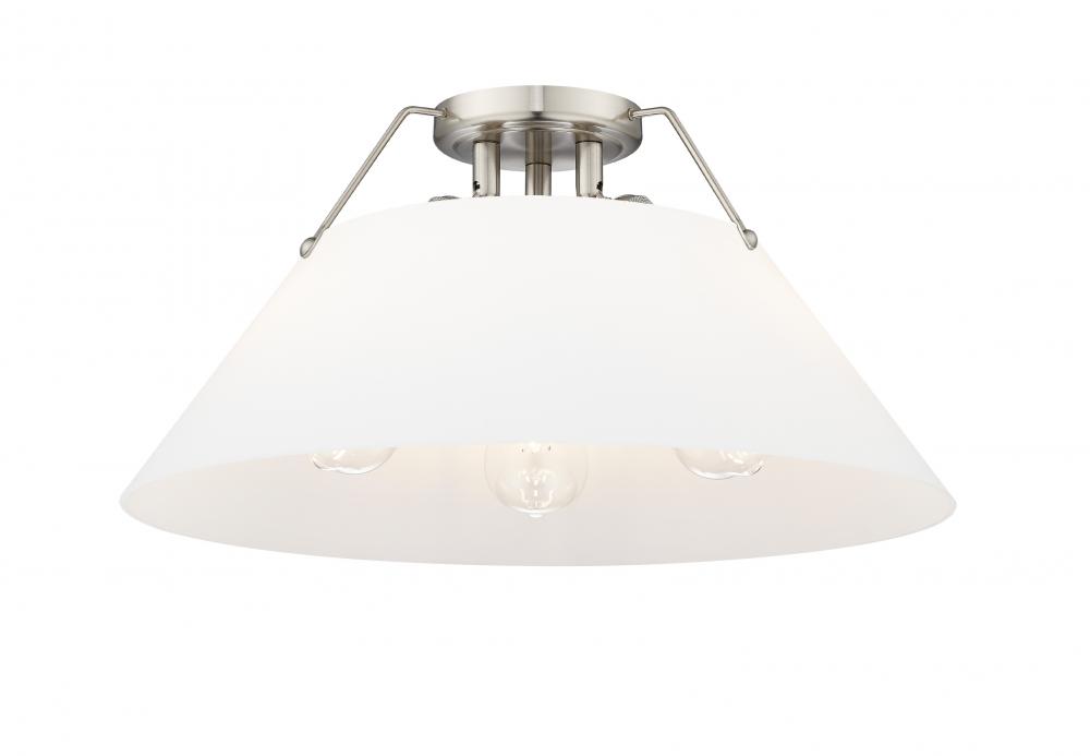 Orwell 3-Light Flush Mount in Pewter with Opal Glass