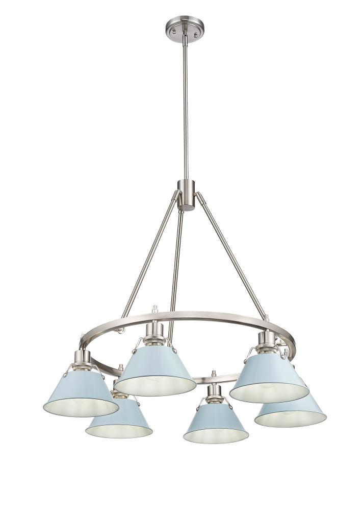 Orwell 6-Light Chandelier in Pewter with Dusky Blue