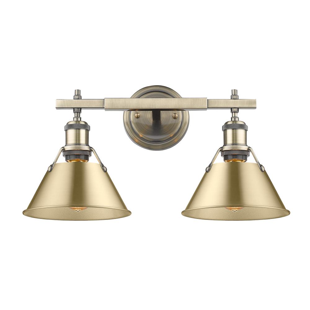 Orwell 2-Light Vanity Light in Aged Brass with Brushed Champagne Bronze