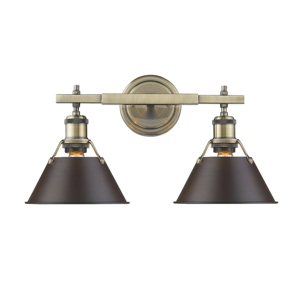 Orwell 2-Light Vanity Light in Aged Brass with Rubbed Bronze