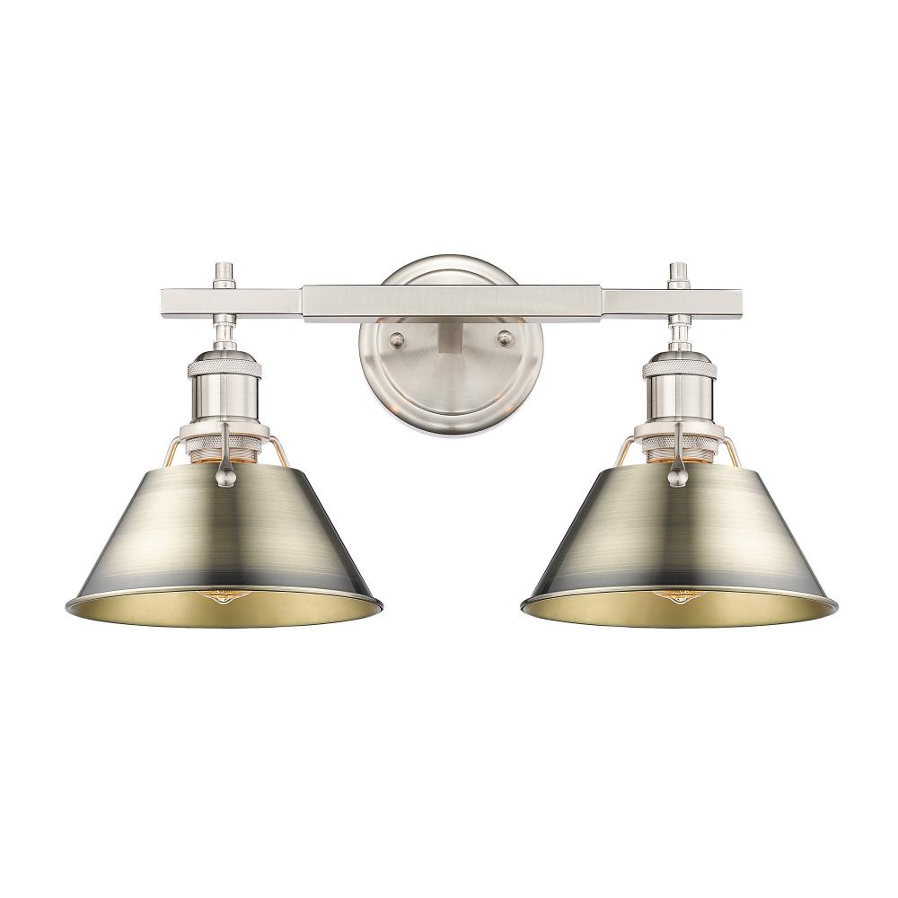 Orwell 2-Light Vanity Light in Pewter with Aged Brass