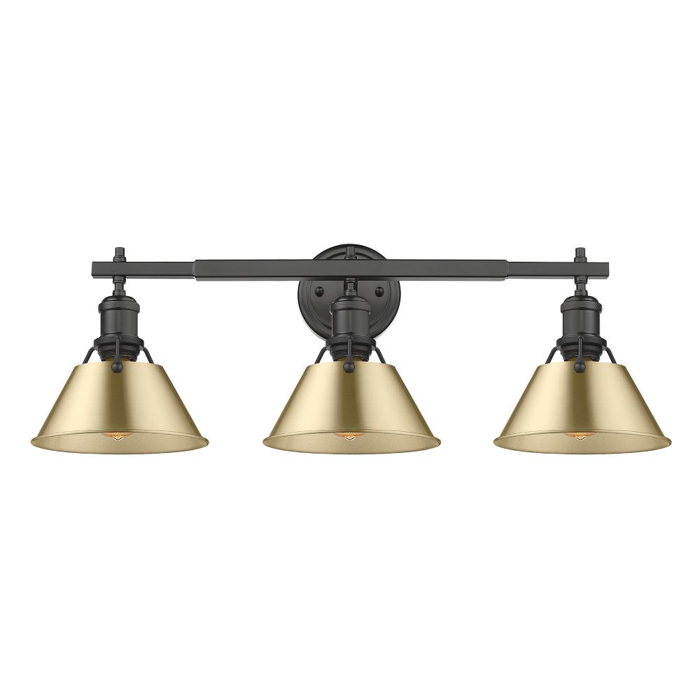 Orwell 3-Light Vanity Light in Matte Black with Brushed Champagne Bronze