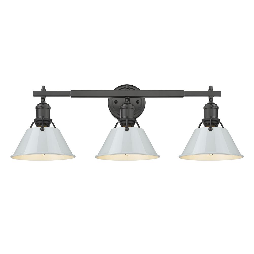 Orwell 3-Light Vanity Light in Matte Black with Dusky Blue