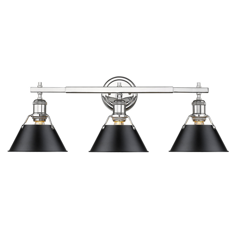 Orwell 3-Light Vanity Light in Chrome with Matte Black