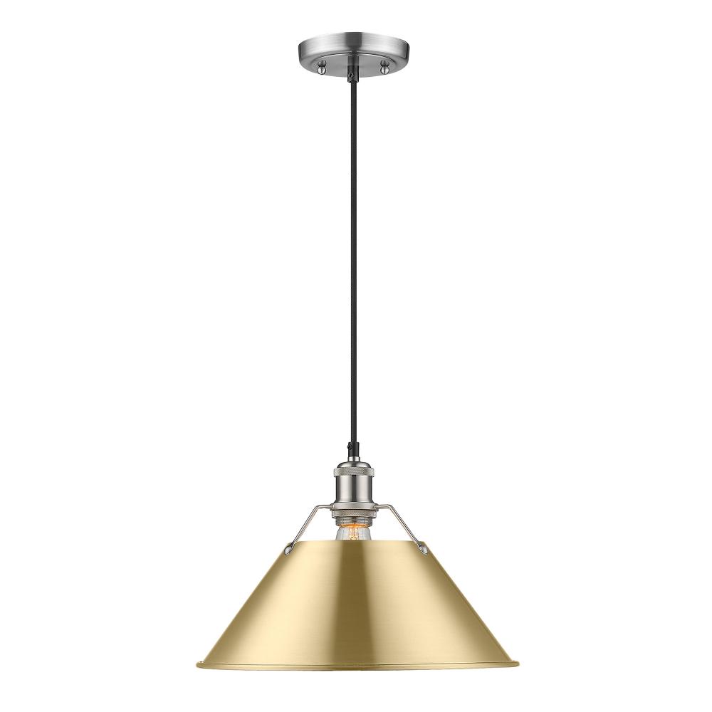 Orwell 14" Wide Large Pendant in Pewter with Brushed Champagne Bronze