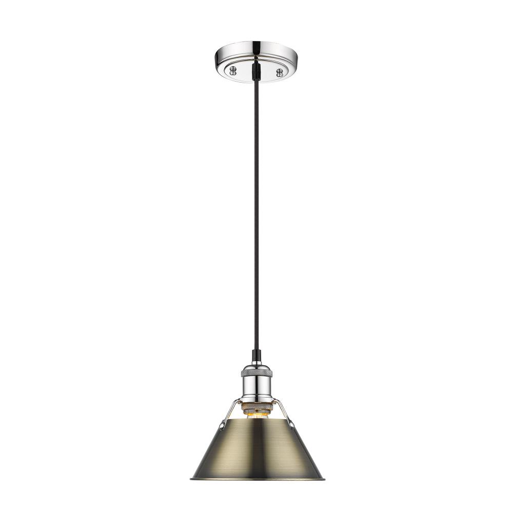 Orwell 7.5" Wide Small Pendant in Chrome with Aged Brass