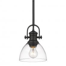 Golden 3118-M1L BLK-CLR - Hines 1-Light Mini Pendant in Matte Black with Clear Glass