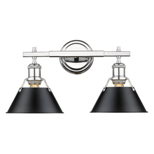 Golden 3306-BA2 CH-BLK - Orwell CH 2 Light Bath Vanity in Chrome with Matte Black shades