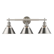 Golden 3306-BA3 PW-PW - Orwell 3-Light Vanity Light in Pewter