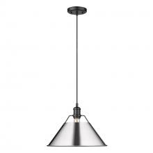 Golden 3306-L BLK-CH - Orwell 14" Wide Large Pendant in Matte Black with Chrome