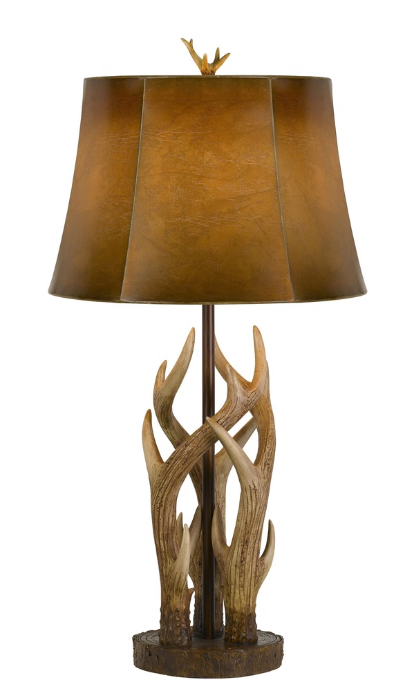 32.5" Height Resin Table Lamp in Brown/Bone Finish.