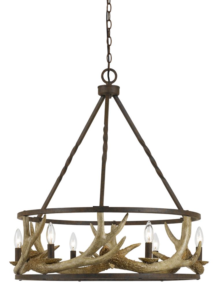 31.5" Inch Resin and Metal Chandelier in Rust Finish