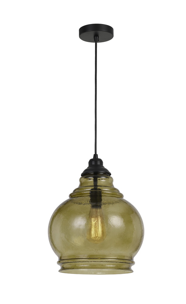 12.25" Height Glass Pendant in Amber Finish and 72" Cord