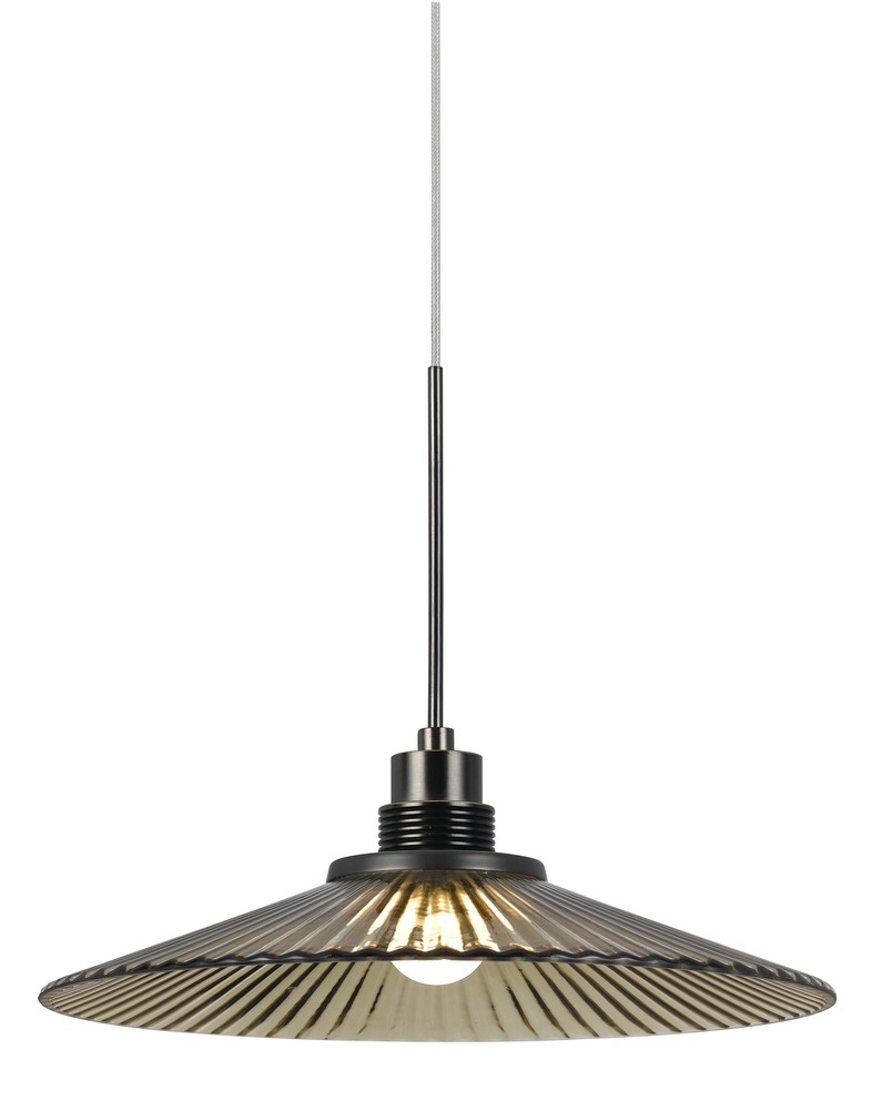 7.5" Tall Glass and Metal LED Pendant with Brushed Steel Cord