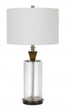 CAL Lighting BO-2987TB - 150W 3 Way Sherwood Glass Table Lamp with Wood Font and Hardback Fabric Drum Shade