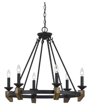 CAL Lighting FX-3517/6 - 26.5" Height Metal and Wood Chandelier in Warm Bronze Finish