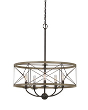 CAL Lighting FX-3685-5 - 27.5" Height Metal Pendant in Distressed Ivory and Iron Finish