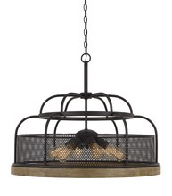 CAL Lighting FX-3706-6 - 30" Height Pine Wood and Metal Fixture in Iron and Light Oak Finish