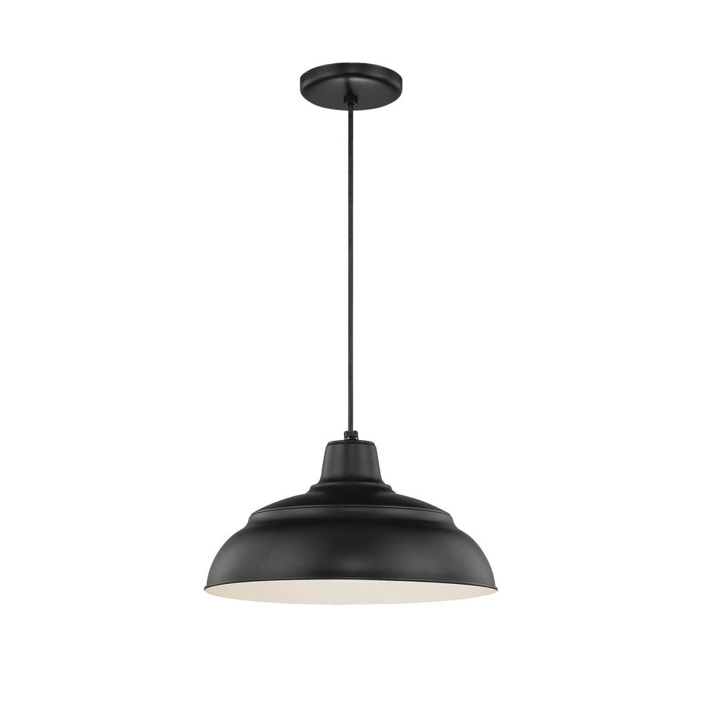 R Series 1-Light Cord Hung Warehouse Satin Black