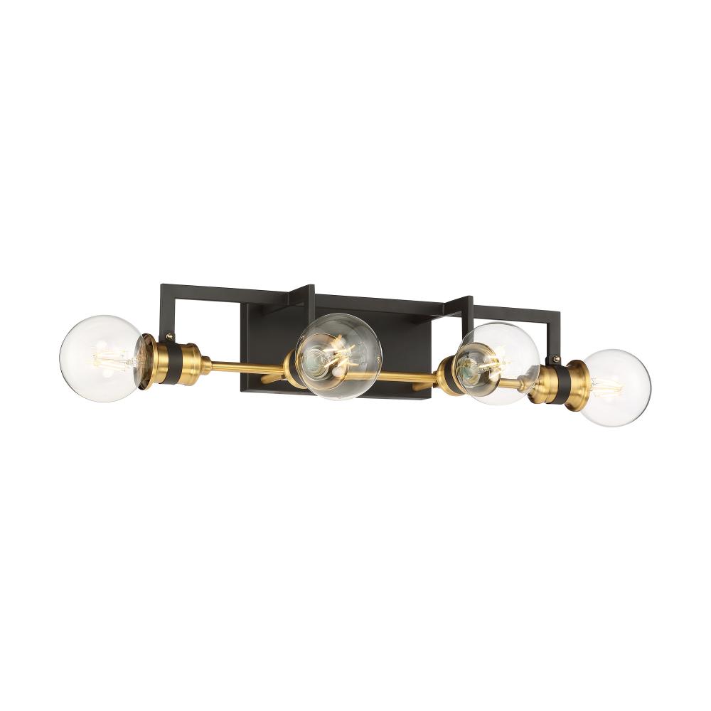 Intention - 4 Light Vanity - Warm Brass and Black Finish