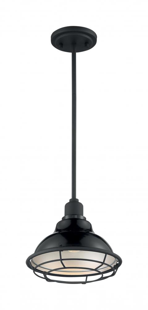 Newbridge - 1 Light Pendant with- Black and Silver & Black Accents Finish