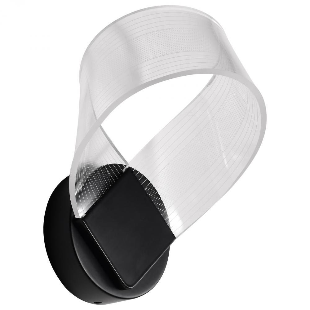 Barnett; 10 Inch LED Wall Sconce; Matte Black; Silk Screened Acrylic Lens