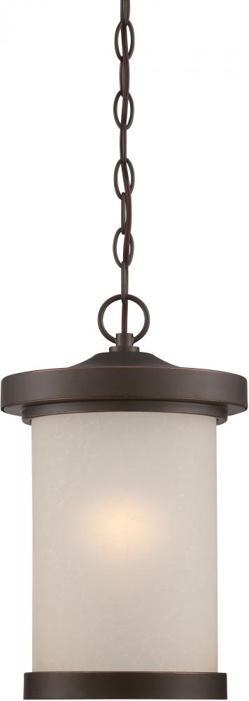 Diego - LED Hanging Lantern with Satin Amber Glass - Mahogany Bronze Finish