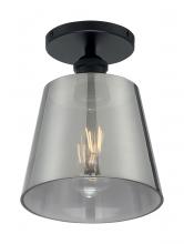 Nuvo 60/7333 - Motif - 1 Light Semi-Flush with Smoked Glass - Black and Smoked Glass Finish