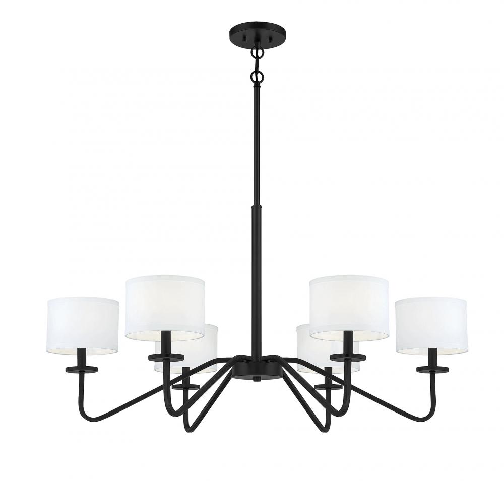 6-Light Chandelier in Matte Black