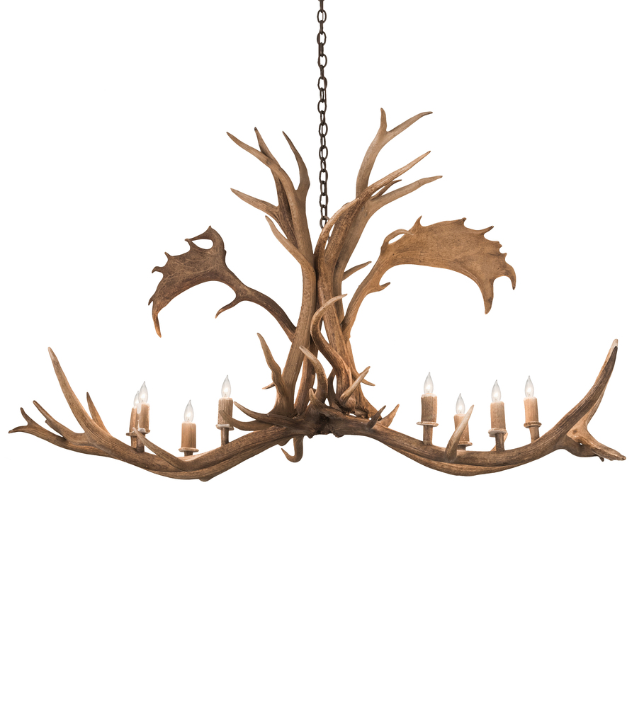 64" Long Antlers Elk & Fallow Deer 8 Light Chandelier