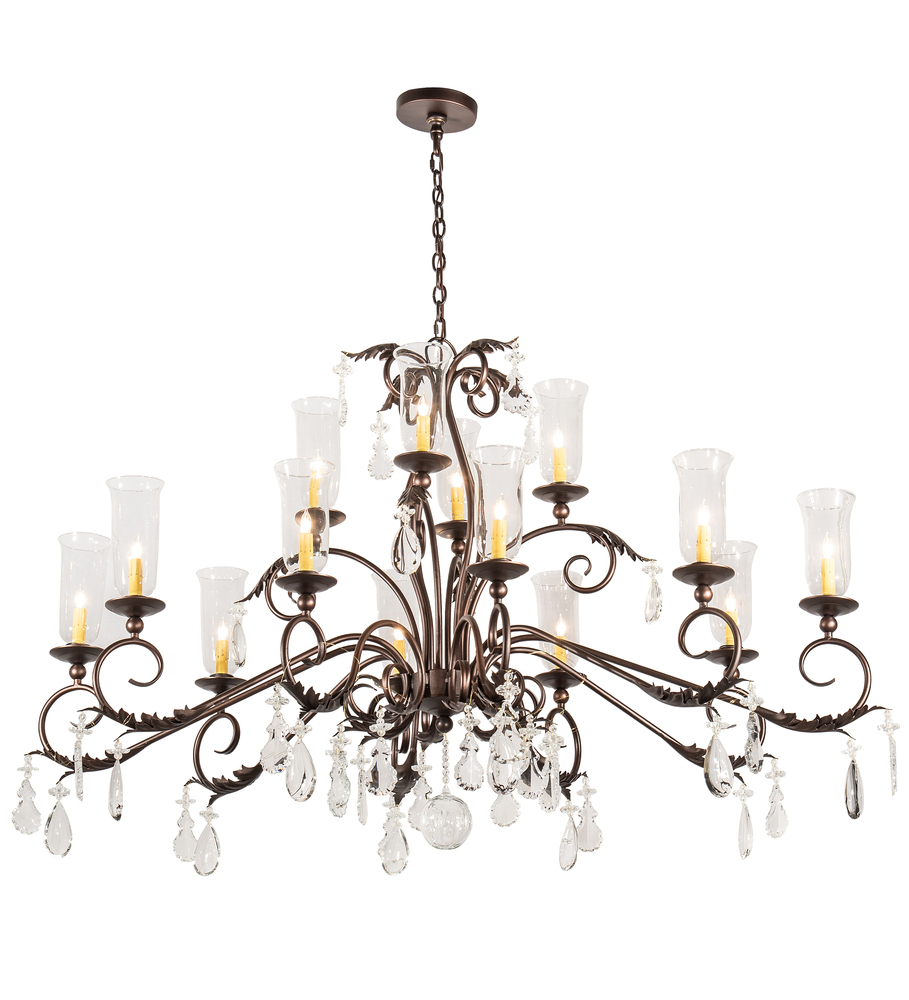 62" Long Windsor 14 Light Oblong Chandelier