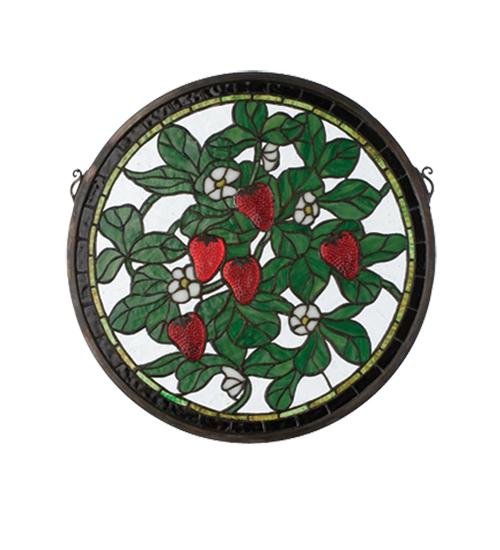 17"W X 17"H Strawberry Medallion Stained Glass Window