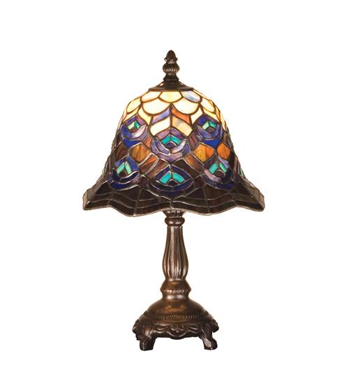 13.5"H Tiffany Peacock Feather Mini Lamp