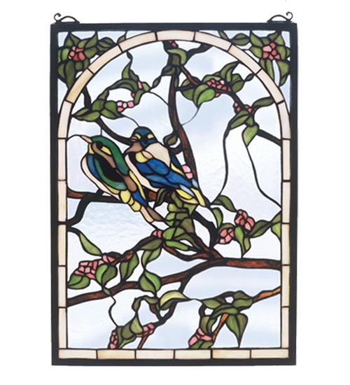 14"W X 20"H Lovebirds Stained Glass Window