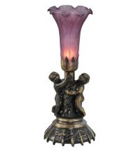 Meyda White 11129 - 13" High Lavender Pond Lily Twin Cherub Mini Lamp