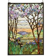 Meyda White 12514 - 29"W X 40"H Tiffany Magnolia & Iris Stained Glass Window