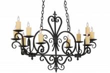 Meyda White 153936 - 42" Long Kenneth 10 Light Oblong Chandelier