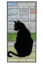 Meyda White 164772 - 20"W X 42"H Cat in Window Stained Glass Window