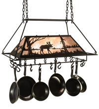 Meyda White 210249 - 40" Long Moose at Lake 3 Light Pot Rack