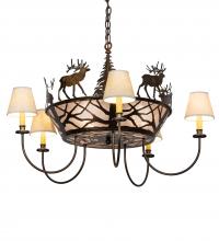 Meyda White 225914 - 35" Wide Elk on the Loose 5 Light Chandelier